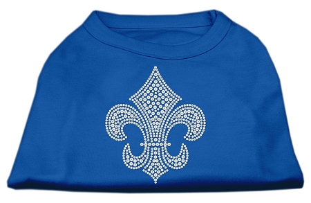 Silver Fleur de Lis Rhinestone Shirts Blue Lg